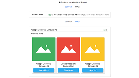Google Discovery Carousel Ads on Gmail (Desktop)