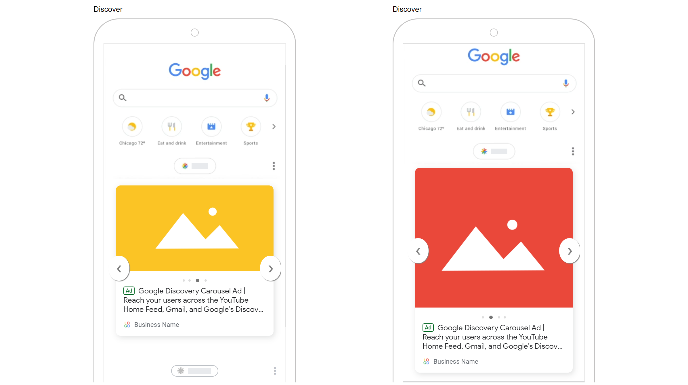 Google Discovery Carousel Ads on Google's Discover Feed